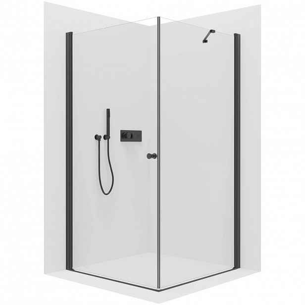 Sprchový kout Antelo L/P - 6 mm - černá matná, transparentní sklo - 70x80x190 cm - otočný