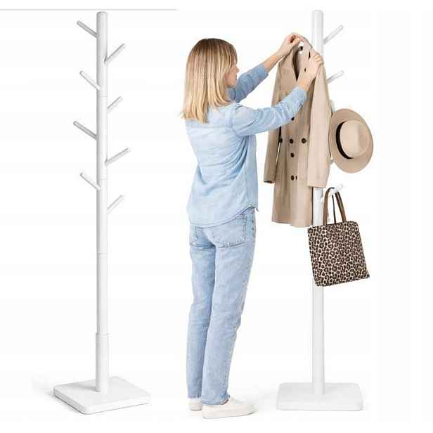 Stojanový Věšák Na Oblečení, Stabilní, 8 Háčků Arventa Style Bílý