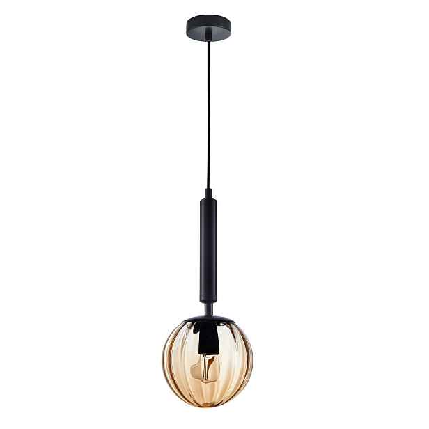 Závěsná lampa Ravena Černá Jantarová 1xE27 Moderní do obývacího pokoje Italux