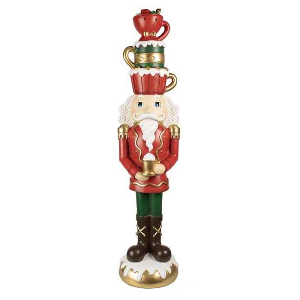 Červená dekorace Louskáček Nutcracker se šálky - 30*28*120 cm Clayre & Eef