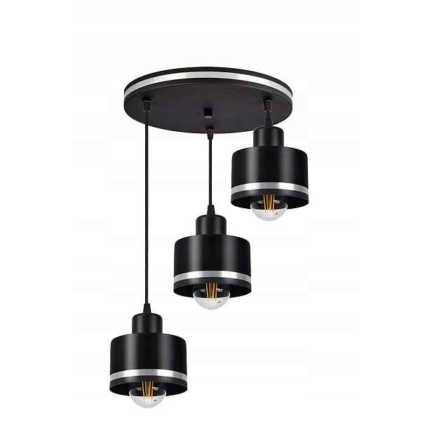Trojitý lustr černý stříbrný kulatý moderní do obýváku Candellux