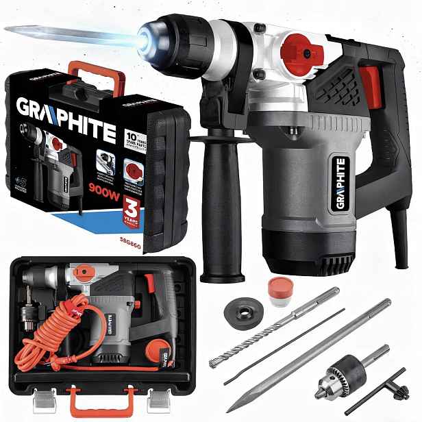 Graphite Příklepové kladivo Sds+ 900 W, kufr 58G860