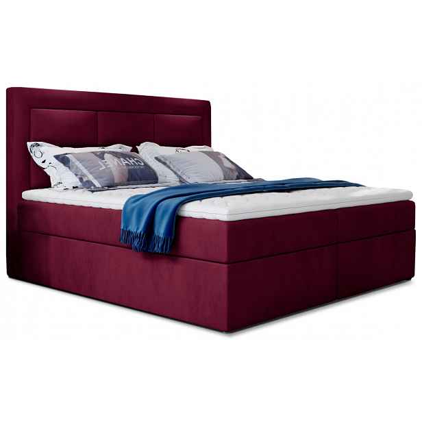 Boxspring KORBELA 17 140x200, vínově červená látka