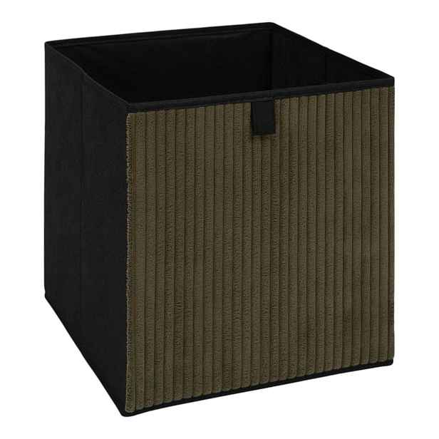 HowHomely Úložný box CORDUROY 30x30 cm zelený/černý