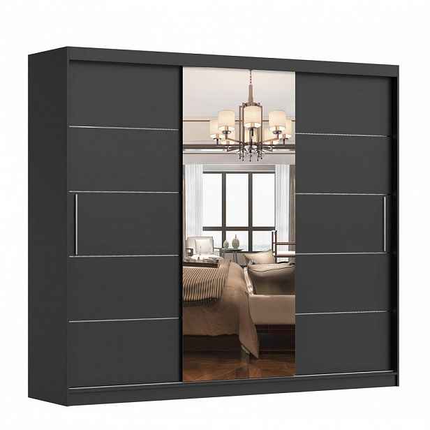 imoebel24 SKŘÍŇ s otočnými dveřmi Alba I 250 cm 250/218/61 cm, 3dveřová, černý