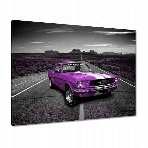 Obrazy 80x60 Fialový Ford Mustang na cestách