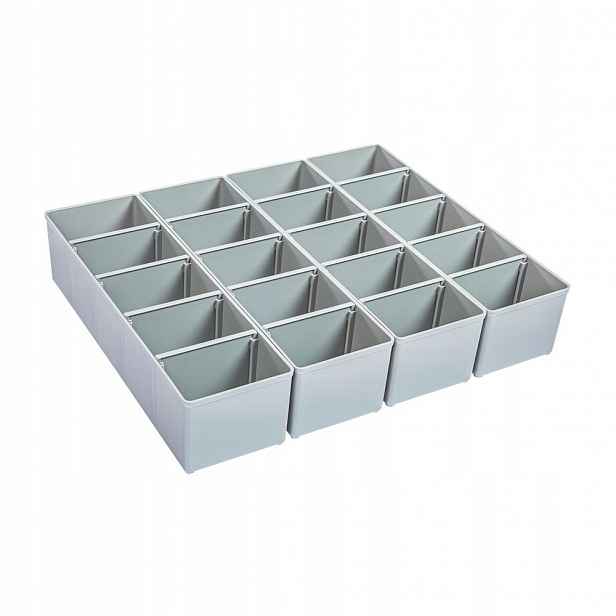 Sada 4 přihrádek I3, šedá barva, 260 x 78 x 63 mm L-boxx