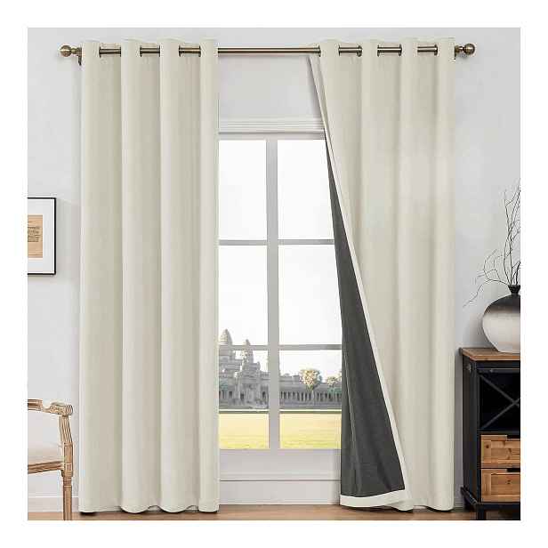 Zatemňovací závěsy do obývacího pokoje ložnice lněné 140x160 světle béžové 2 ks