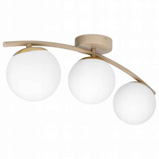 Závěsné stropní svítidlo lustr skleněná koule 3x E27 Loft 51 cm béžová kašmírová