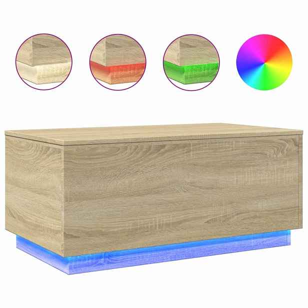 vidaXL Konferenční stolek s LED osvětlením dub sonoma 90 x 50 x 40 cm