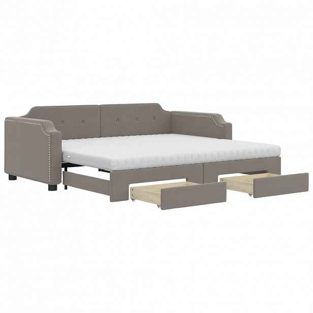 vidaXL Válenda s přistýlkou a zásuvkami taupe 90 x 200 cm textil