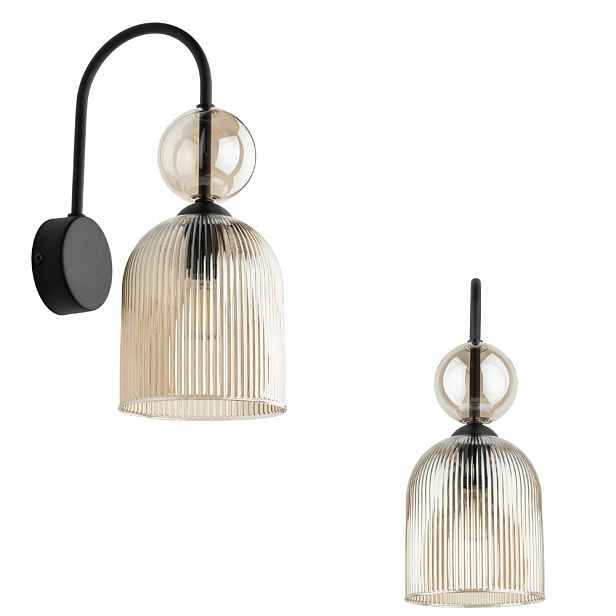 Nástěnné svítidlo Sopghia koňakové skleněné ryhované stínidlo Tk Lighting