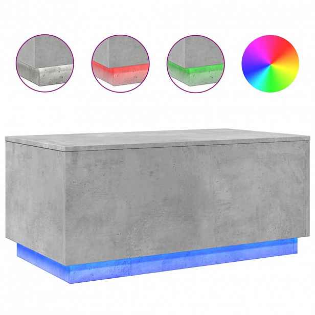 vidaXL Konferenční stolek s LED osvětlením betonově šedý 90x50x40 cm