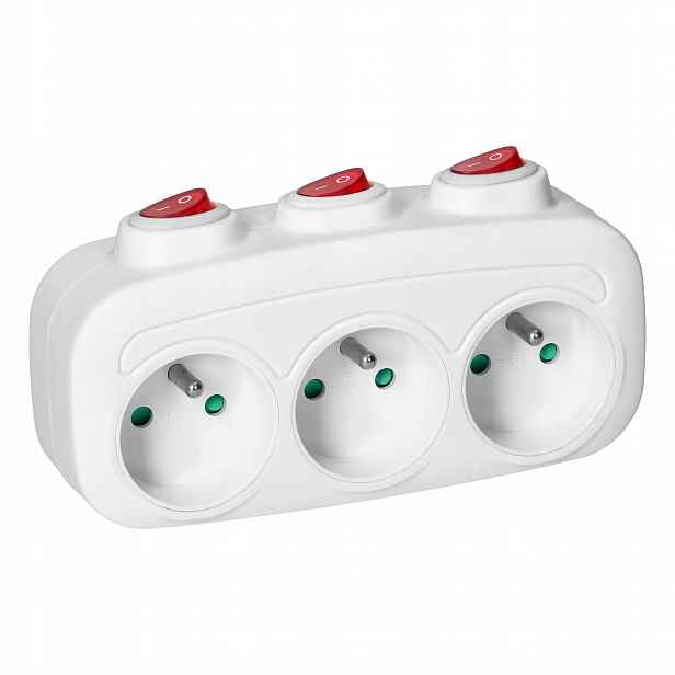 4 x Rozbočka Elektrický Trojitý 3x Zásuvky 3x Spínače T-rozdělovač