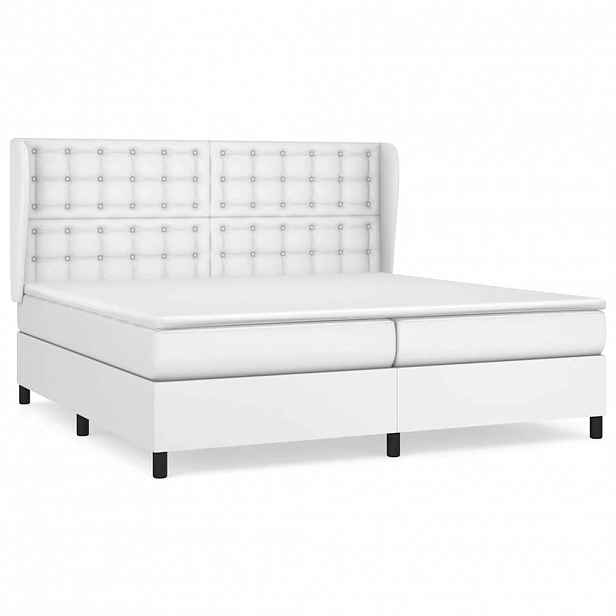 vidaXL Box spring postel s matrací bílá 200x200 cm umělá kůže