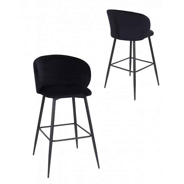 Barová židle Ganta Black, černý samet, glamour styl