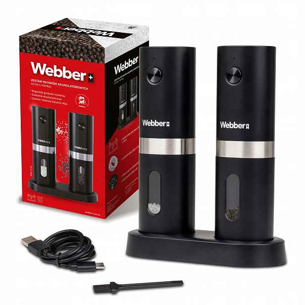 Elektrický Akumulátorový Mlýnek Na Pepř A Sůl Usb 2 Ks Webber Premium