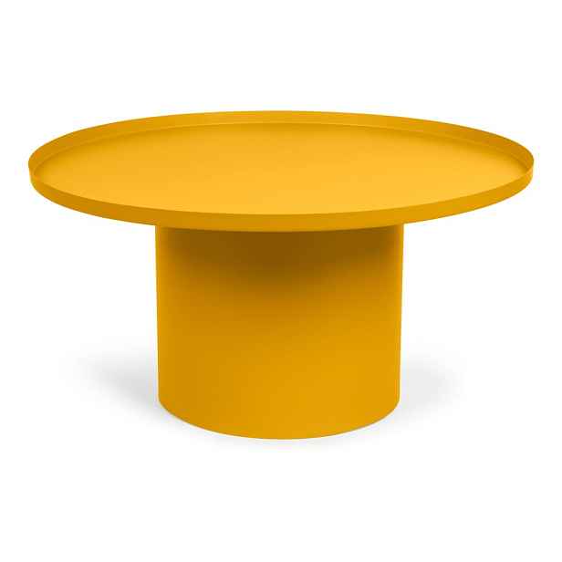 Kovový kulatý konferenční stolek v hořčicové barvě ø 72 cm Fleksa – Kave Home