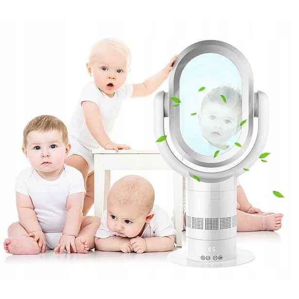 Podlahový Ventilátor Větrák Domácí Výkonný Tichý Dálkový Ovladač Bez Lopatek