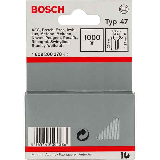 Spony Bosch typ 47 1,8×1,27×23 mm 1 000 ks