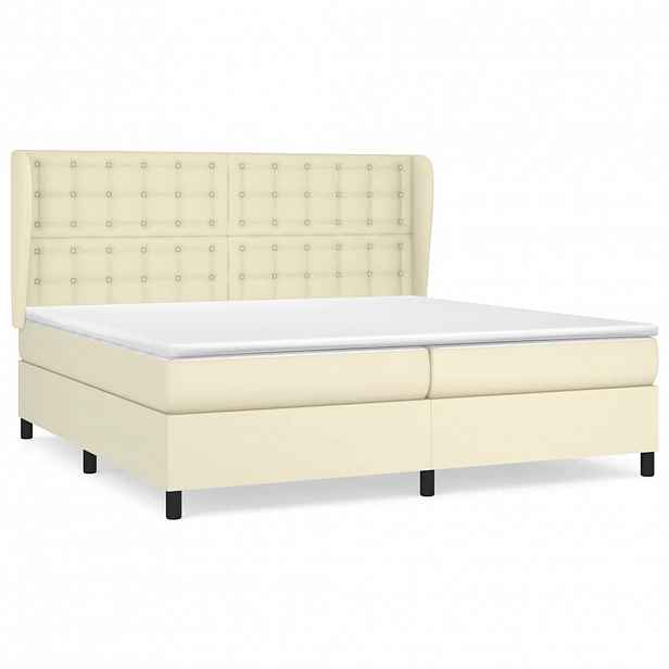 vidaXL Box spring postel s matrací krémová 200x200 cm umělá kůže