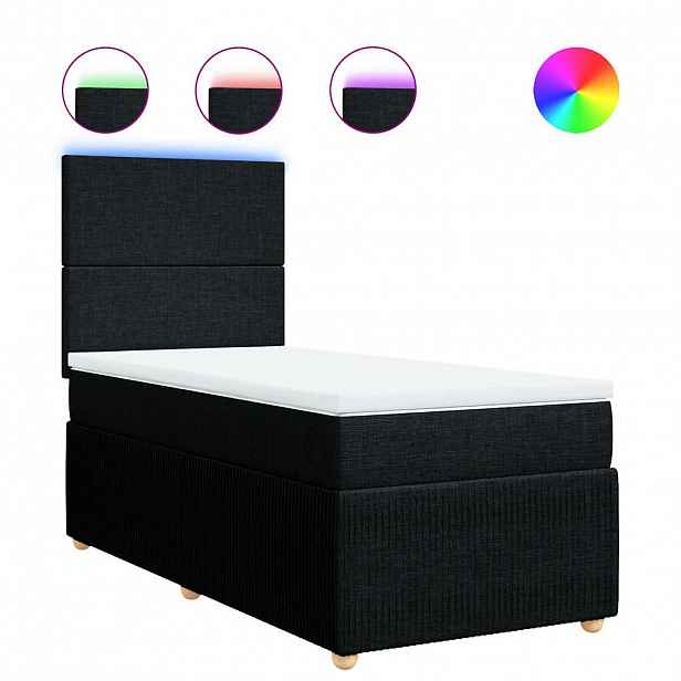 vidaXL Box spring postel s matrací černá 90x200 cm textil