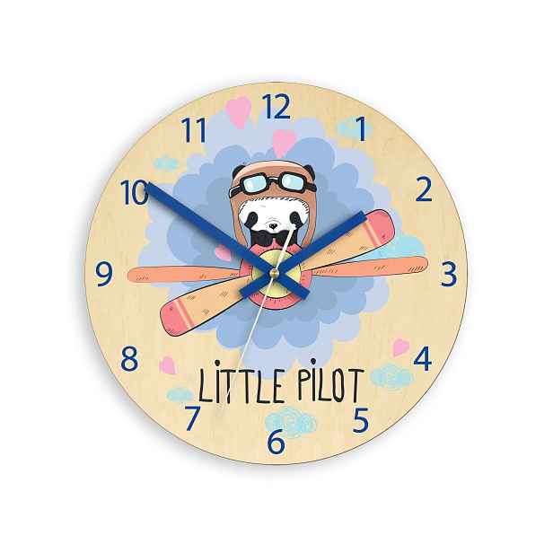 ModernClock Dětské nástěnné hodiny Ami Panda 30 cm vícebarevné