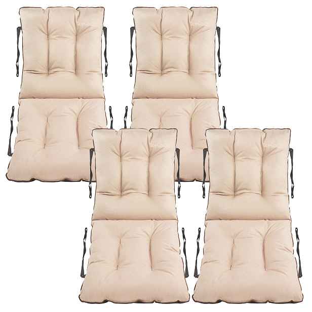 Polštář na židli 48x48x48 béžový len set 4ks