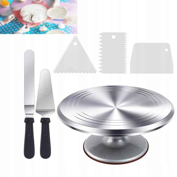 Kovový otočný talíř na zdobení dortů 30 cm Podnos Špachtle