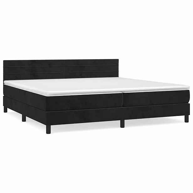 vidaXL Box spring postel s matrací černá 200x200 cm samet