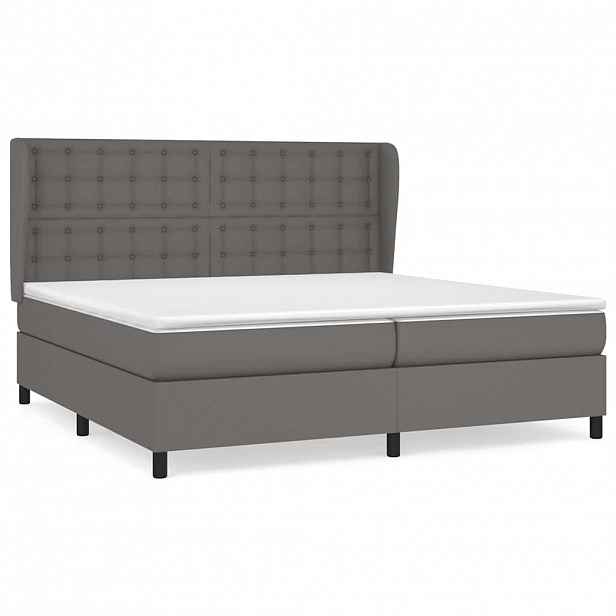 vidaXL Box spring postel s matrací šedá 200x200 cm umělá kůže