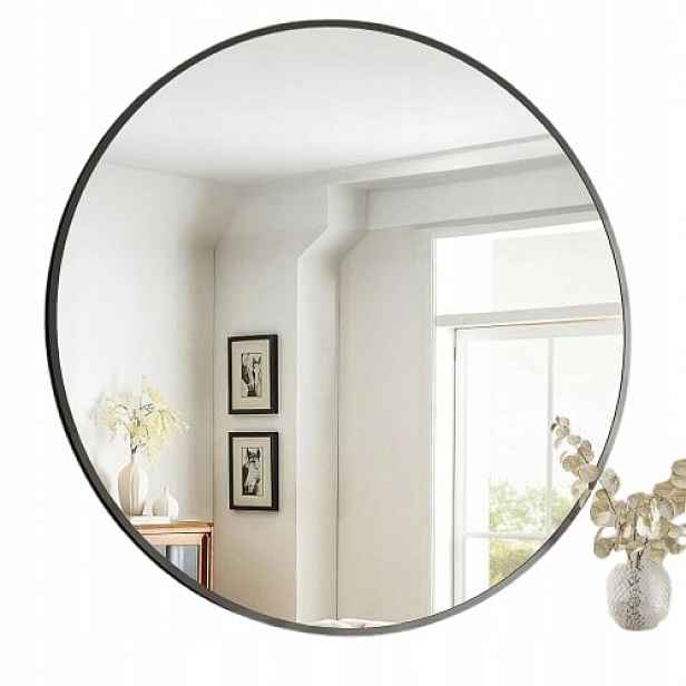 Beautypeak Zrcadlo kulaté 70 cm černé s hliníkovým rámem