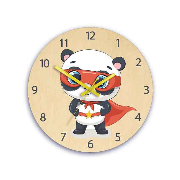 ModernClock Dětské nástěnné hodiny Ami Panda hrdina 30 cm vícebarevné