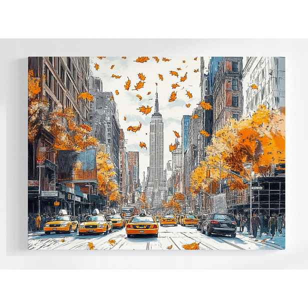 Plakát Město New York Manhattan Podzim Ulice Taxi 100x75