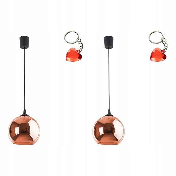 Tk Lighting Sada 2x Led závěsná lampa Měděné stínítko 25 cm Nastavitelná