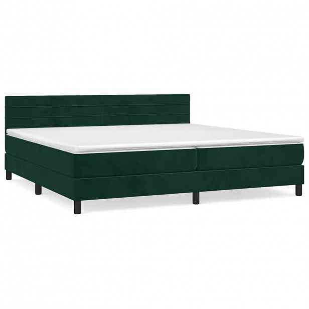 vidaXL Box spring postel s matrací tmavě zelená 200x200 cm samet