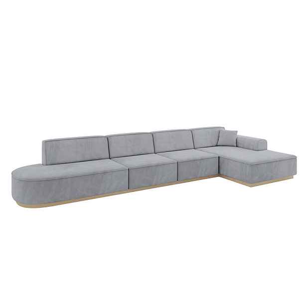 ALTDECOR ROHOVÁ SEDAČKA s otomanem, pravá IREA-L3 412x165x80 Šedá Velur