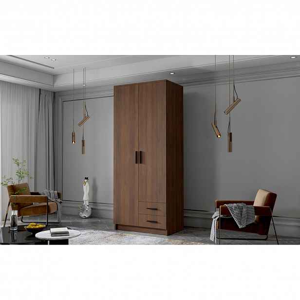 Šatní skříň ADA I 80 cm - ořech/černé úchytky