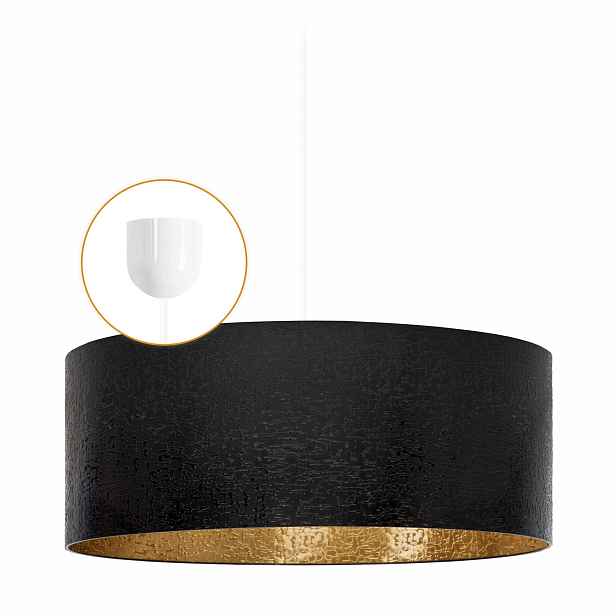 Závěsná lampa Cerlux Černá Zlatá s stínítkem Vesta 40 cm Klosz 1x E27