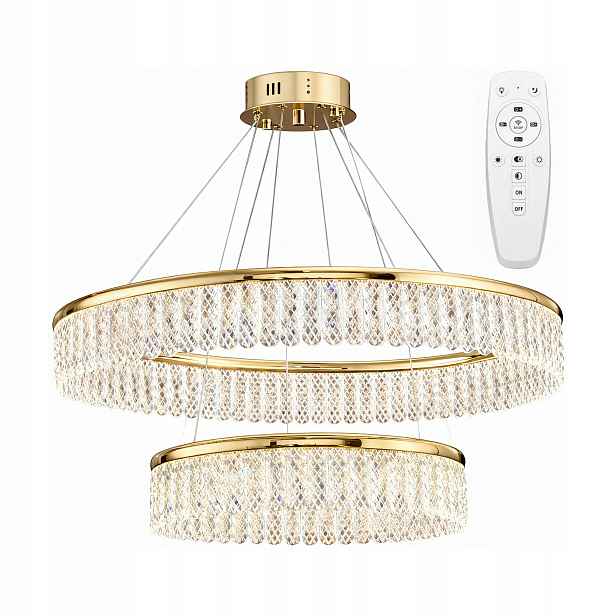 Zlatý lustr s Led krystaly Kulatý Dvojitý styl Glamour Moderní