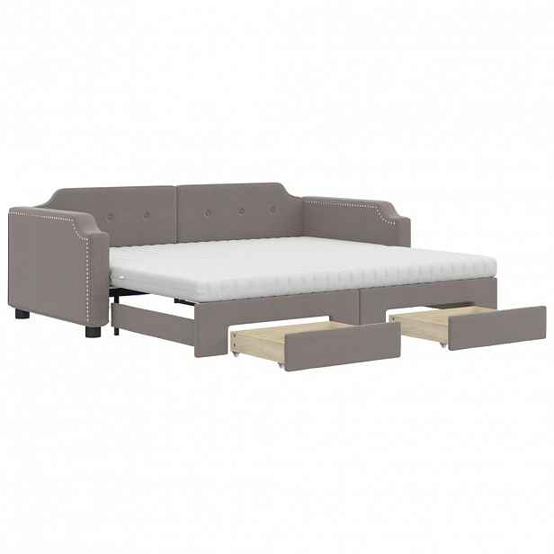 vidaXL Válenda s přistýlkou a zásuvkami taupe 100 x 200 cm textil