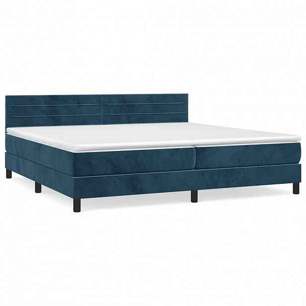 vidaXL Box spring postel s matrací tmavě modrá 200x200 cm samet