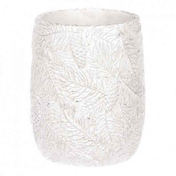 Váza betonová - motiv jehličí, bílo-stříbrné.
