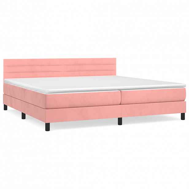 vidaXL Box spring postel s matrací růžová 200x200 cm samet
