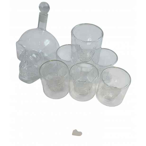 7dílná sada na whisky s motivem lebky karafa 700 ml 6 sklenic