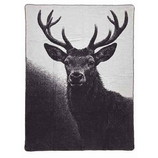 Deka bavlněný přehoz Moca Design Stag 150x200 cm Jelen paroháč