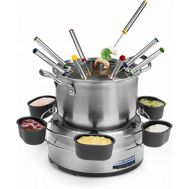 Sada Pro Fondue Nerezová Ocel 1,2 L 800 W Termostat 8 Vidliček 6 Misek