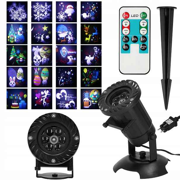 Vánoční Laserový Led Projektor 20 Motivů 3,6W Projektor Na Dům Voděodolný