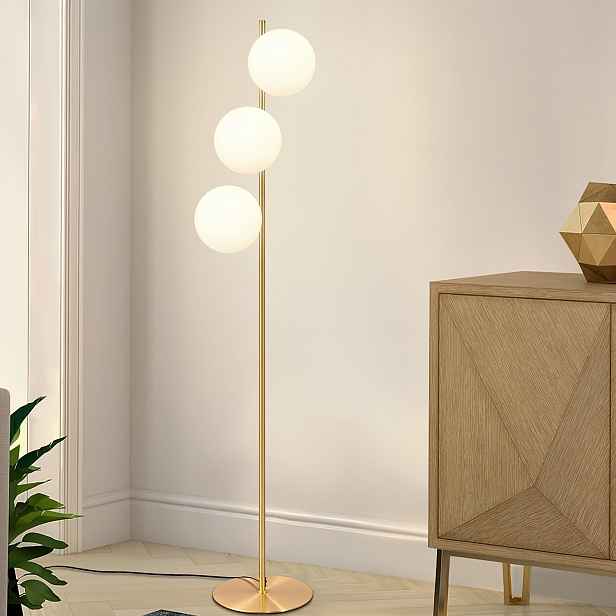 TEMU Moderní stojací lampa do obývacího pokoje, velká stojací lampa do obývacího pokoje, zlatá stojací lampa v industriálním stylu, design se třemi