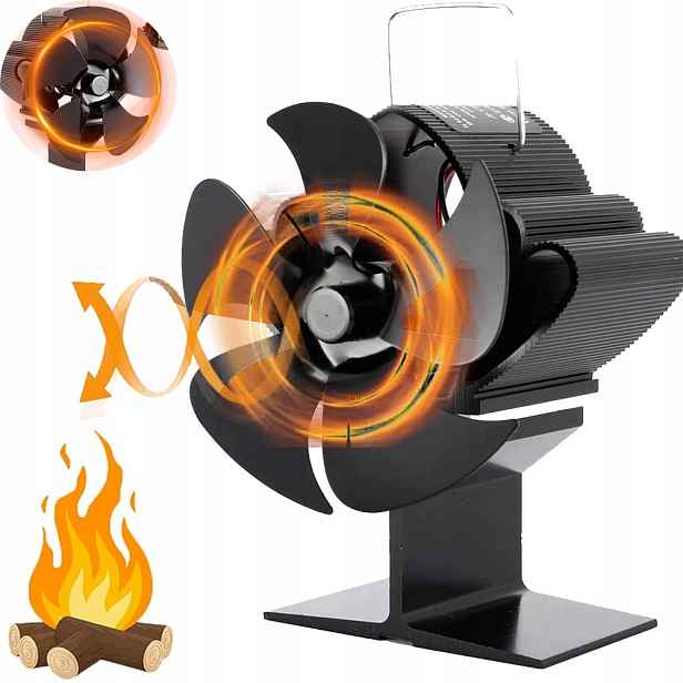 Krbový Ventilátor, Ventilátor Pro Kamna Bez Elektřiny, Tichý Ventilátor, Černý